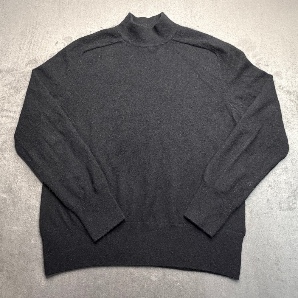 Privé Cashmere Sweater Women XL Black Mock Neck 100% Cashmere L/S Fine Knit